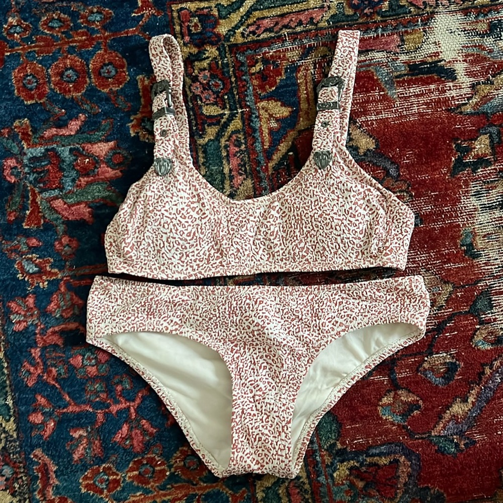 Cheetah swim with western buckles- TOp M/ Bottoms S